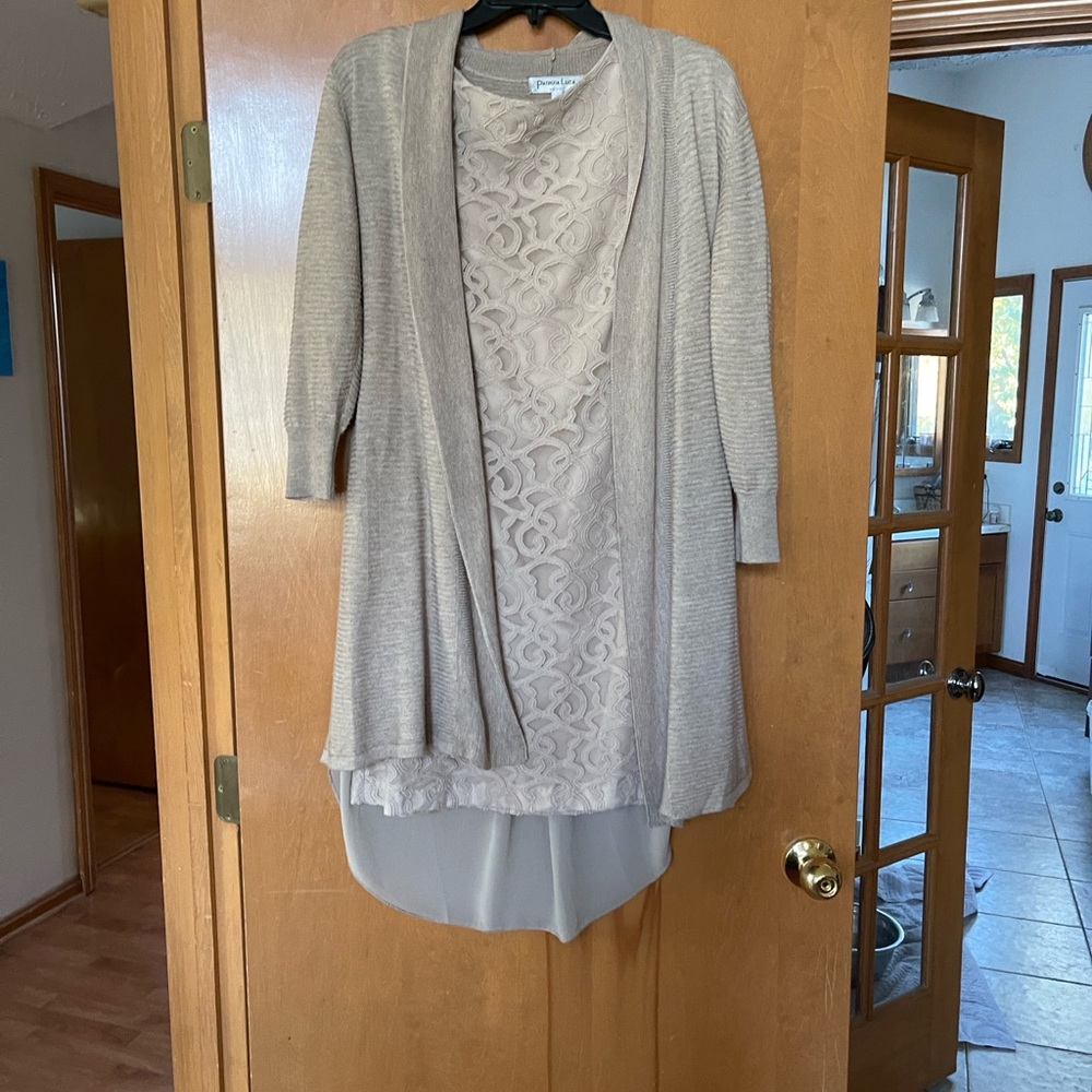Notations Beige Women's Cardigan Sweater matching dress
